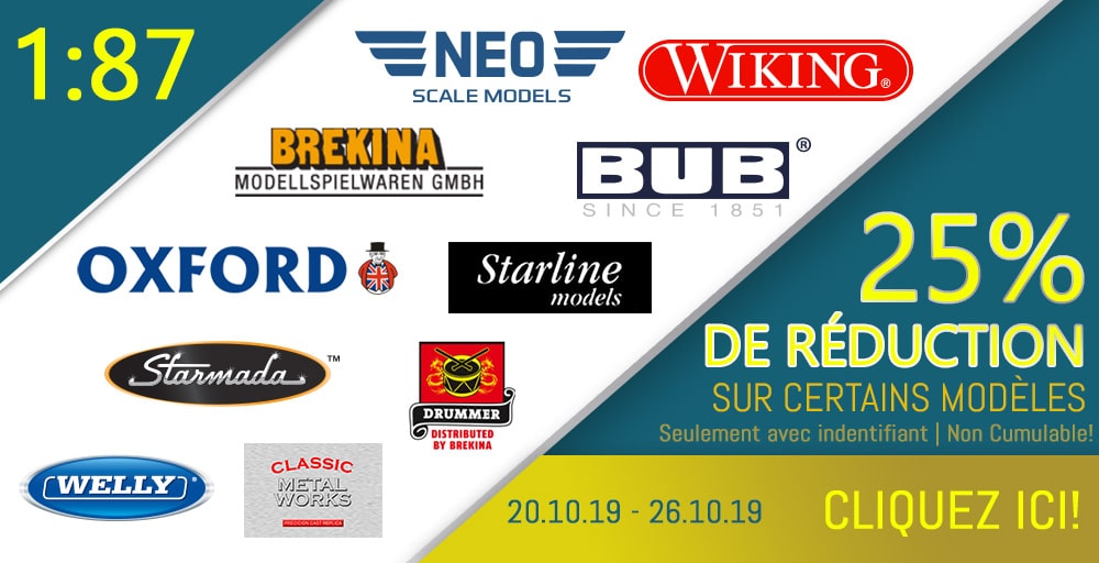 Modelcarworld remise de 25% sur l'échelle 1/87