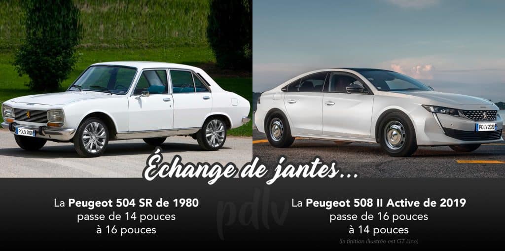 Peugeot 504 et 508 échange de roue