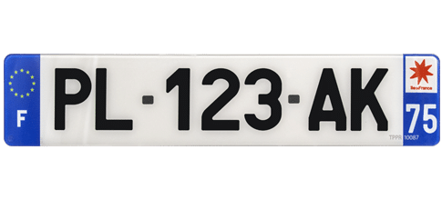 Plaque d'immatriculation plexiglas