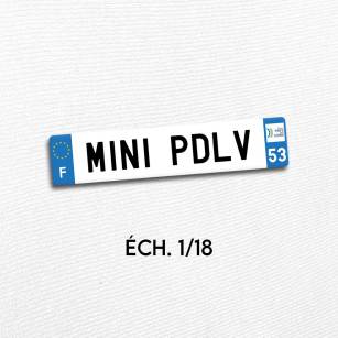 Plaque immatriculation Mini PDLV 1/18
