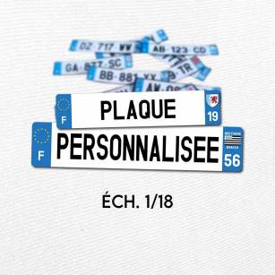 Plaque immatriculation personnalisée échelle 1/18