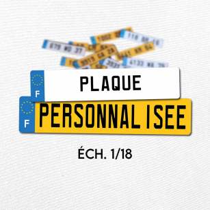 Plaque immatriculation personnalisée échelle 1/18
