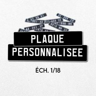 Plaque d'immatriculation noire 1/18