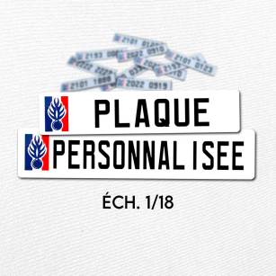 Plaque d'immatriculation gendarmerie personnalisable 1/18