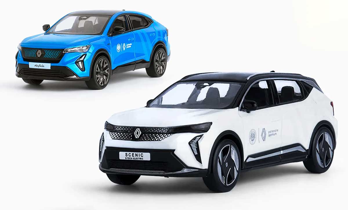 Renault Rafale et Scénic au 1/43 en décoration Roland Garros