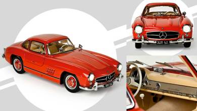 Mercedes 300 SL rouge réalisée par IXO Collections à l'échelle 1/8