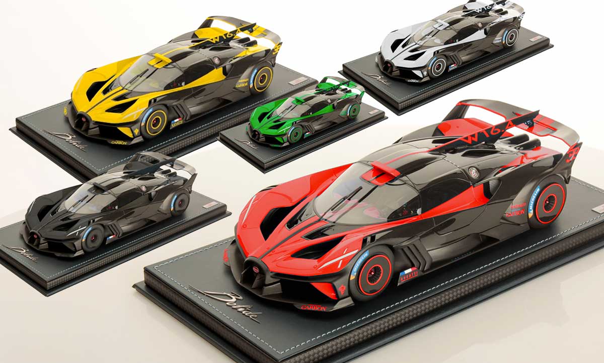 Bugatti Bolide miniature à l'échelle 1/18 du fabricant MR Collection, 5 coloris