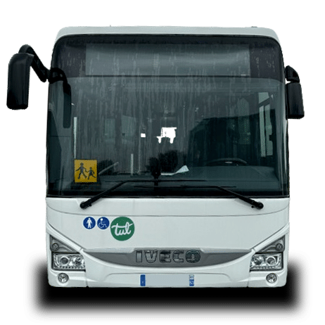 Face avant d'un Iveco Crossway LE GNC du réseau de bus de Laval