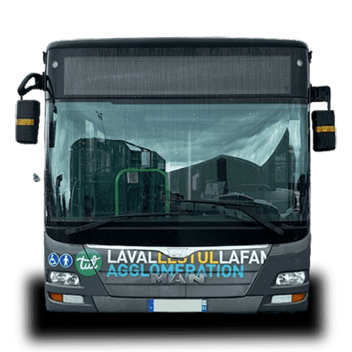 Face avant d'un Man Lion's City A37 Diesel du réseau de bus de Laval