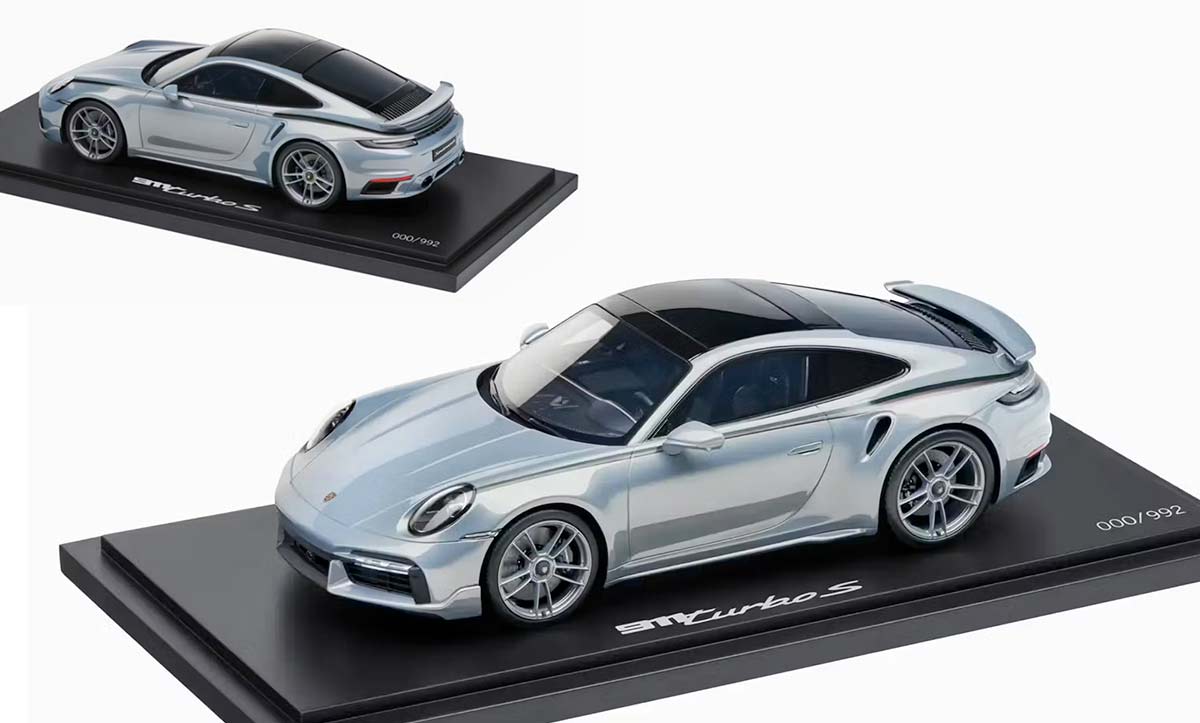 Réplique 1/18 de la Porsche 911 (992) Turbo S couleur Urban Bamboo ChromaFlair à l'échelle 1/18