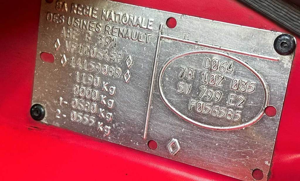 Plaque numéro de série Renault Twingo 1 rouge
