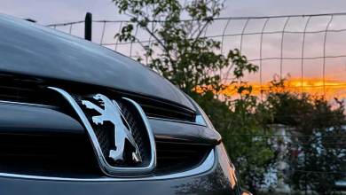 Calandre de Peugeot 607 au coucher de soleil