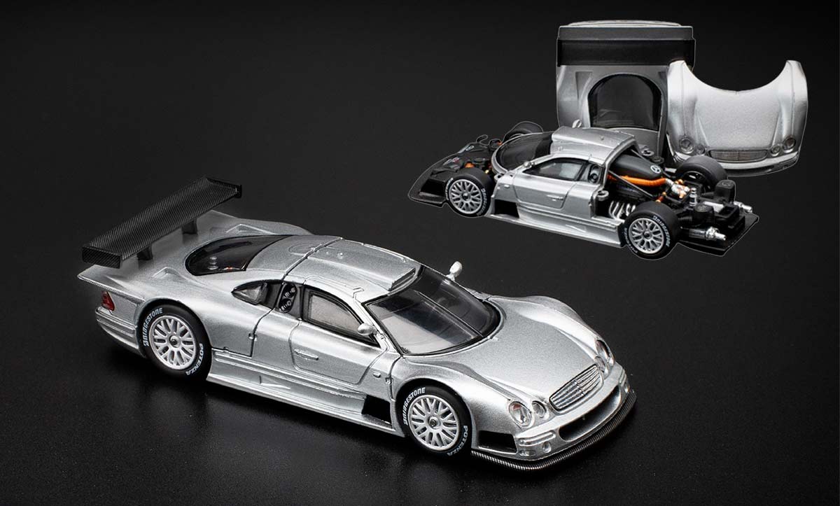 Mercedes AMG CLK GTR de Pop Race à l'échelle 1/43, de couleur grise