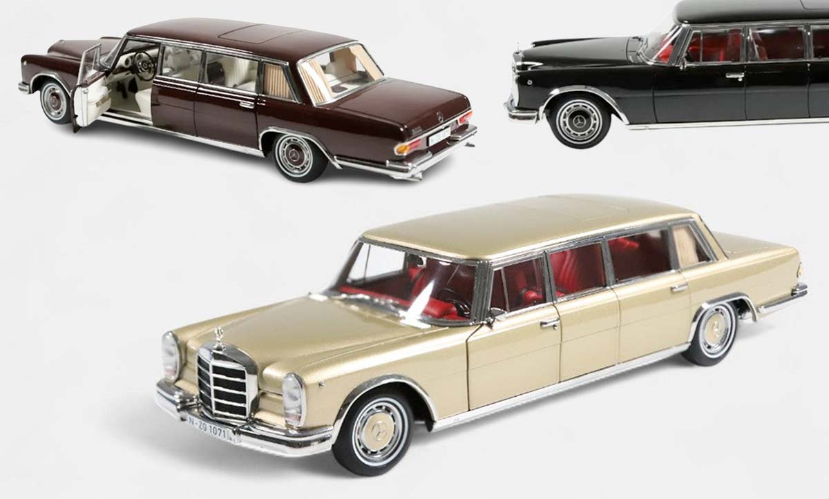 Mercedes 600 Pullman à l'échelle 1/18, du fabricant NZG, disponible en 3 couleurs