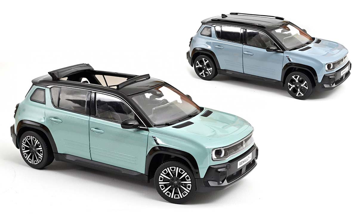 Renault 4 E-Tech à l'échelle 1/18 disponible en deux couleurs