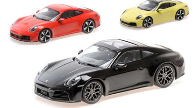 Porsche 911 (992) Carrera restylée à l'échelle 1/18 disponible en 3 couleurs