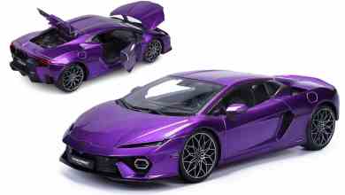 Lamborghini Temerario violette à l'échelle 1/18