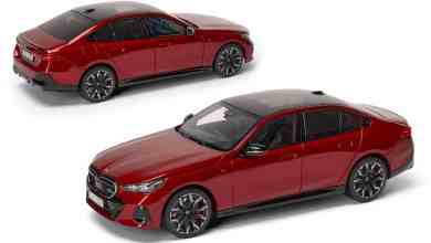 BMW i5 G60 rouge de Minichamps à l'échelle 1/18