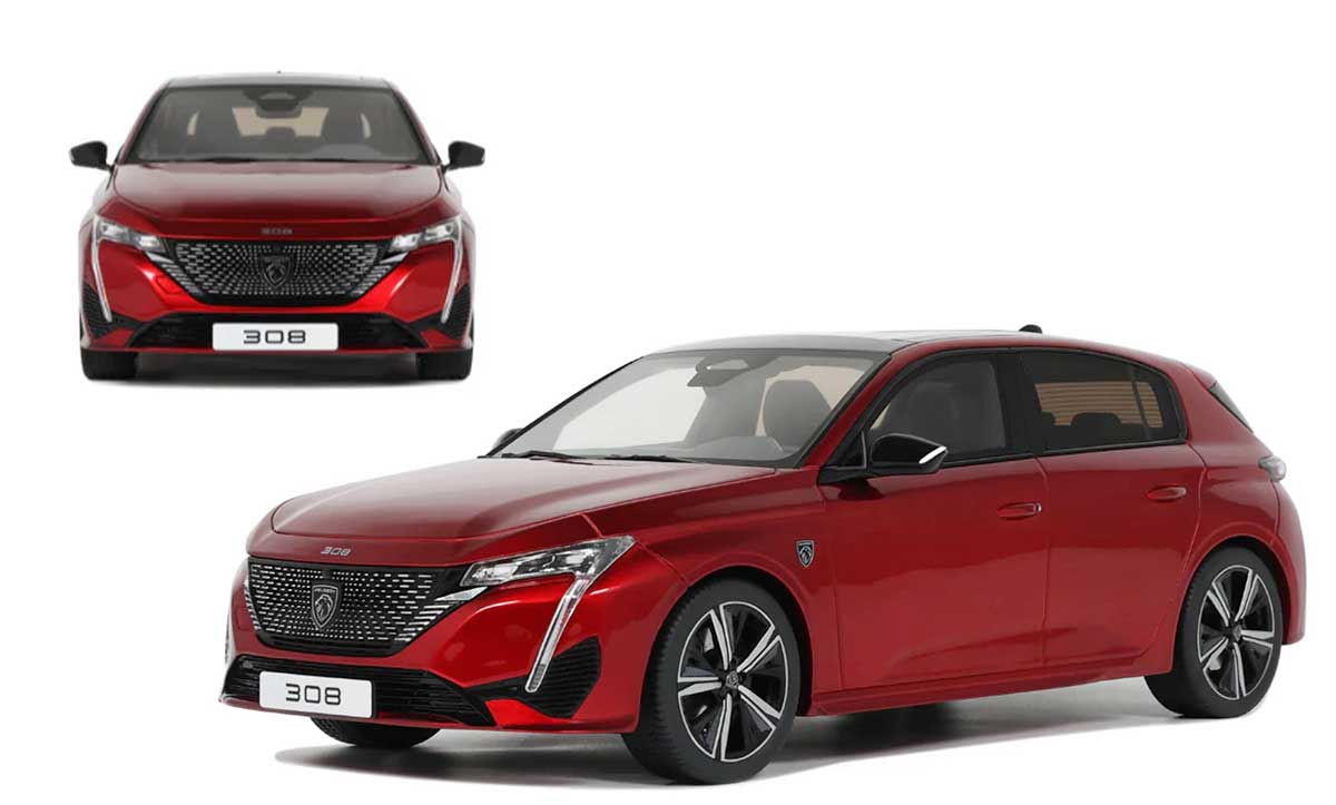 Peugeot 308 GT rouge Elixir d'OttOmobile à l'échelle 1/18