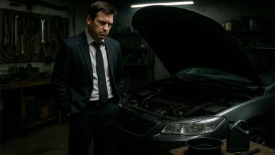 Homme perplexe qui ne sait pas comment faire la vidange de sa voiture