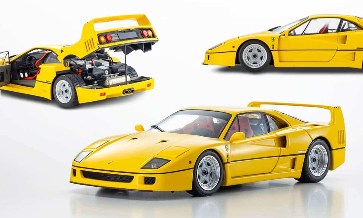 Ferrari F40 jaune de Kyosho à l'échelle 1/18