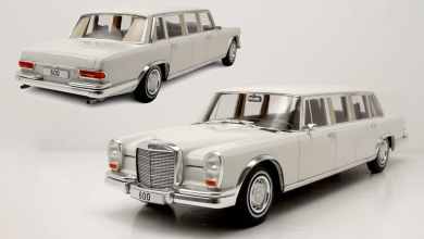 Mercedes 600 Pullman blanche à l'échelle 1/18