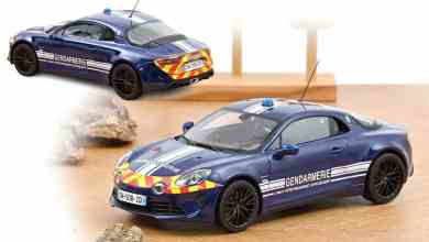 Alpine A110 S de gendarmerie réalisée par Norev à l'échelle 1/18