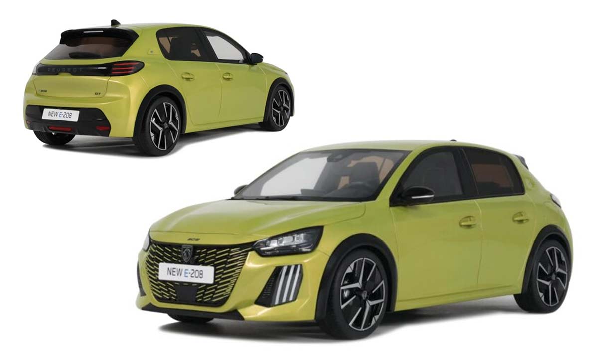 Peugeot E-208 GT jaune Agueda du fabricant OttOmobile à l'échelle 1/18