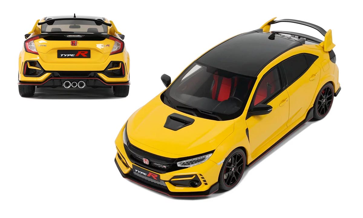 Honda Civic type R (FK8) jaune à l'échelle 1/18 du fabricant OttOmobile