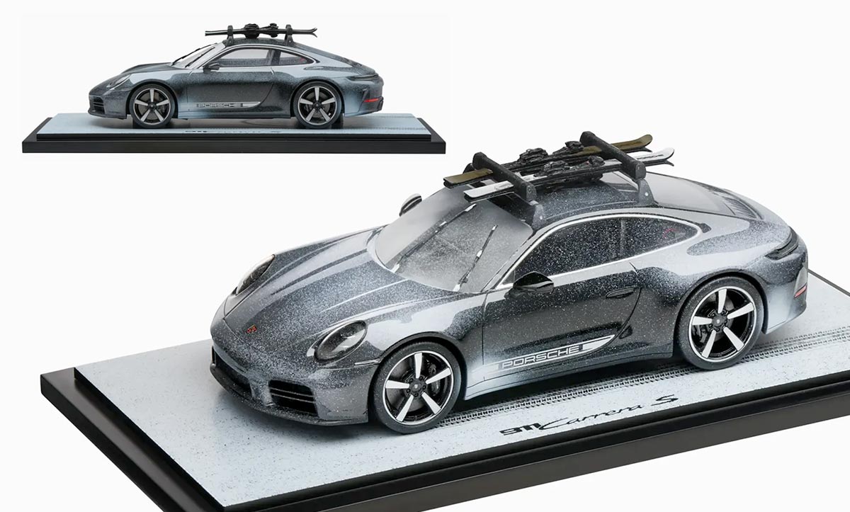 Porsche 911 (992) Carrera S enneigée à l'échelle 1/18