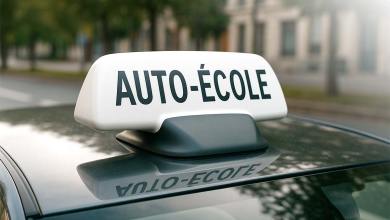 Panneau auto-école sur une voiture