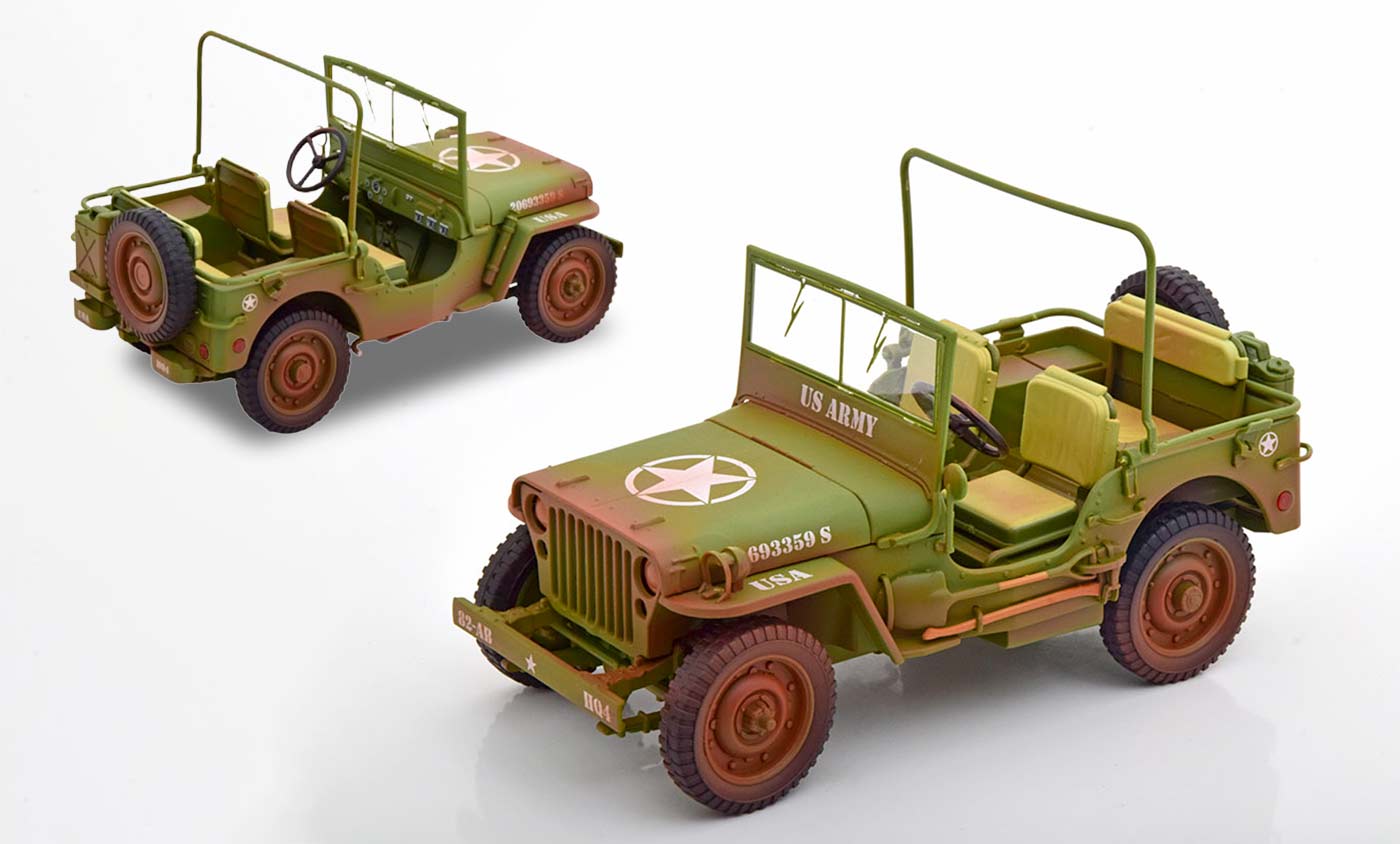 Jeep Willys d'American Diorama à l'échelle 1/18