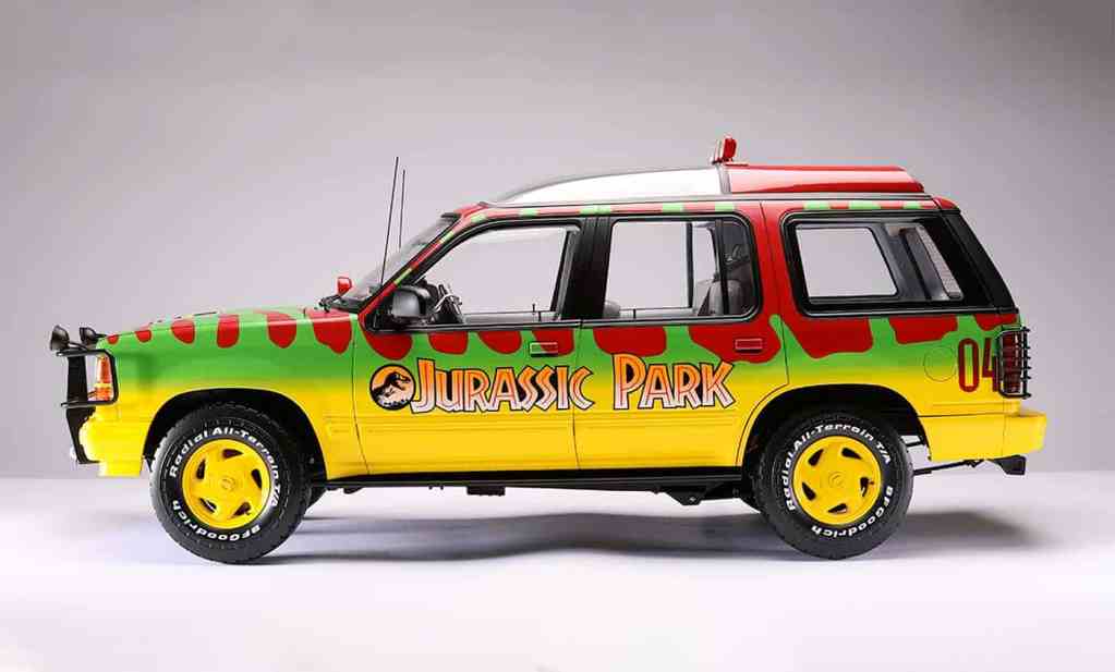 Vue de profil du Ford Explorer de Jurassic Park à l'échelle 1/8