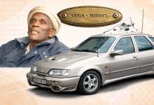 Illustration présentant la Ford Sierra "Vega Missyl" et son créateur, Étienne Nelsom