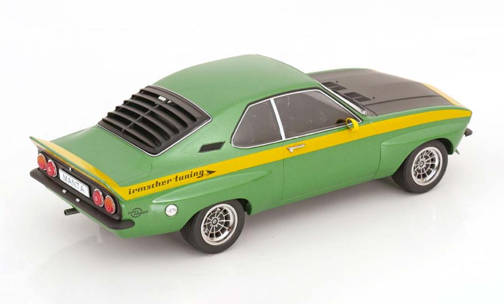 Vue arrière de l'Opel Manta A Irmscher à l'échelle 1/18