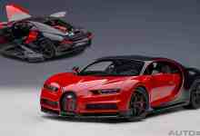 Bugatti Chiron d'AUTOart à l'échelle 1/18 en rouge et noir