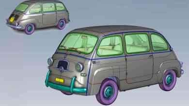 Vue 3D du Fiat 600 Multipla de Laudoracing à l'échelle 1/18