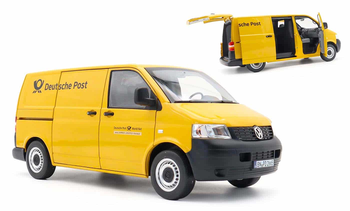 Volkswagen Transporter T5 Deutsche Post de Norev à l'échelle 1/18